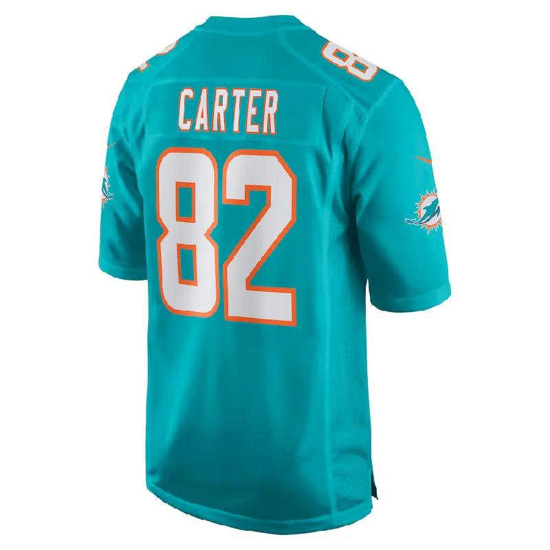 M.Dolphins #82 Cethan Carter Aqua Game Jersey Stitched American Football Jerseys-NFL Training Camp Jerseys -