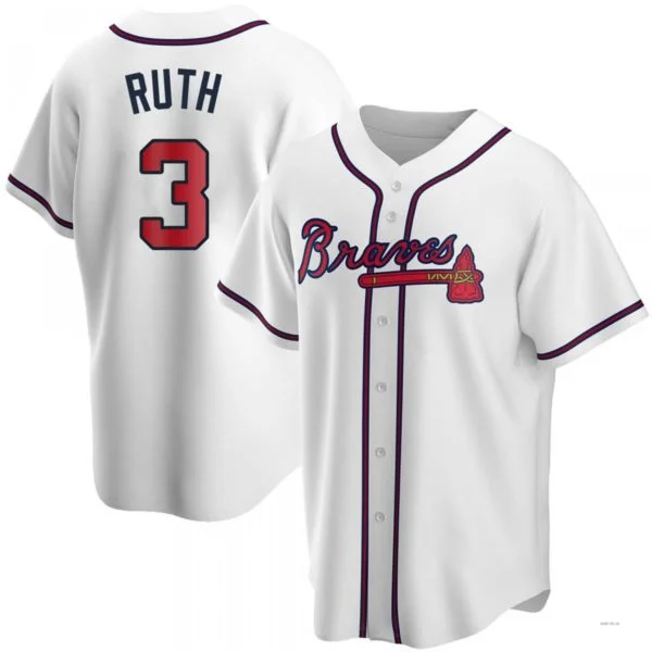 Atlanta Braves #3 Babe Ruth White Home Jersey Stitches Baseball Jerseys-NBA Personalized Jerseys -