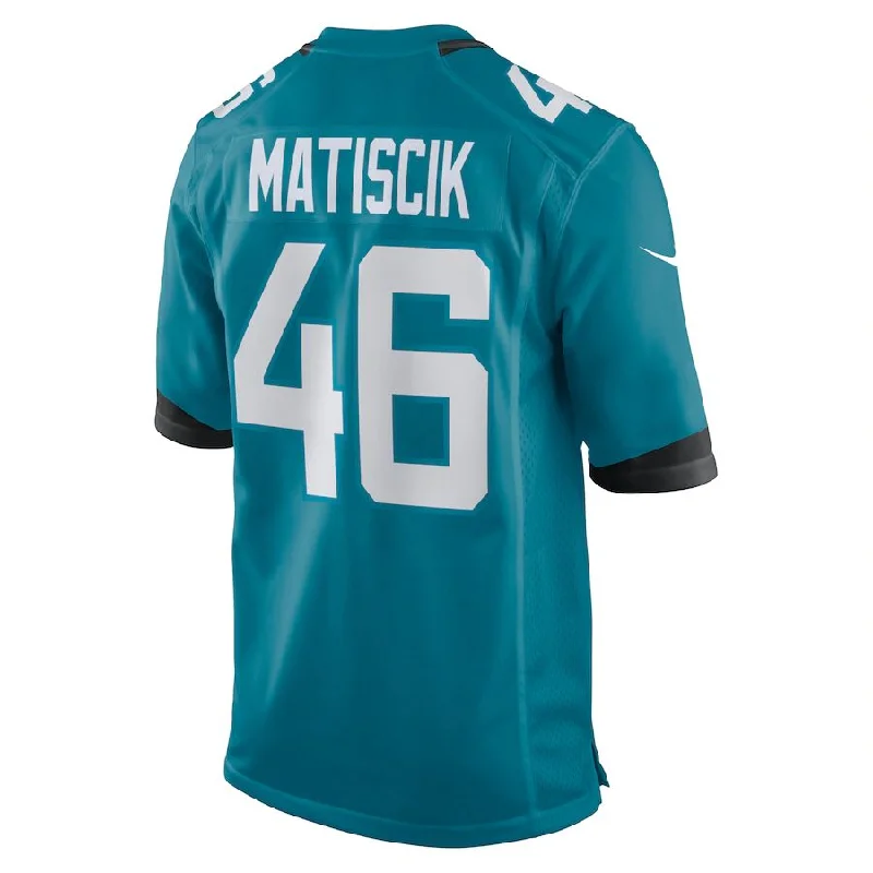 J.Jaguars #46 Ross Matiscik Teal Game Jersey Stitched American Football Jerseys-NFL Game-Worn Jerseys -