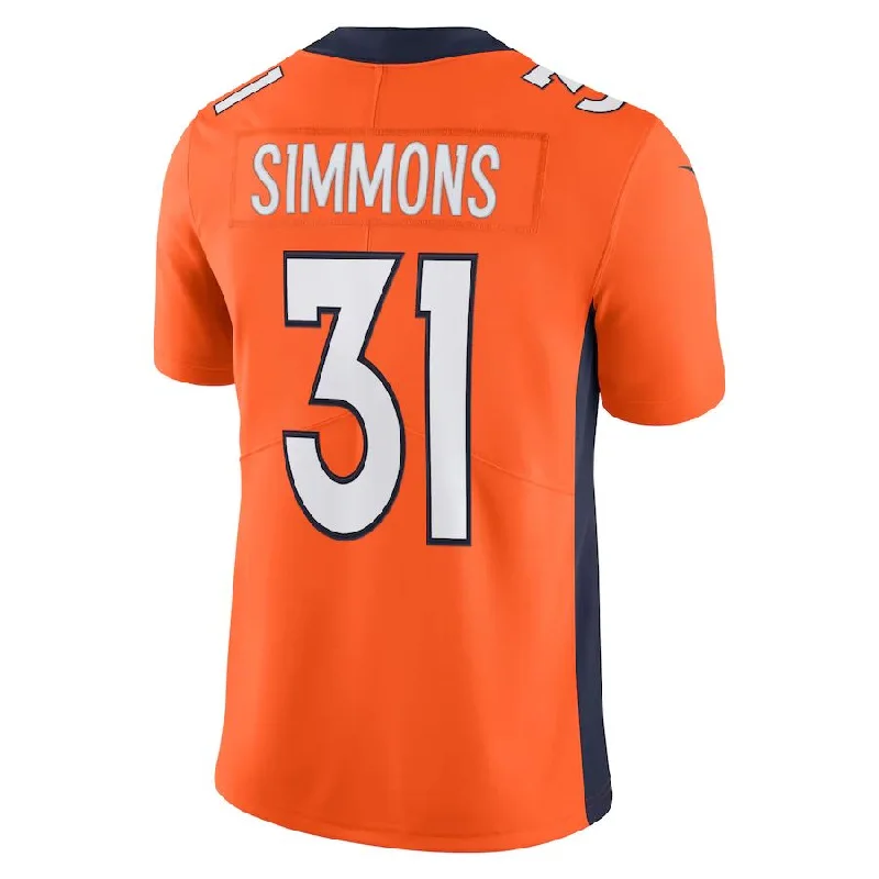 D.Broncos #31 Justin Simmons Orange Vapor Limited Jersey Stitched American Football Jerseys-NFL Player Edition Jerseys -