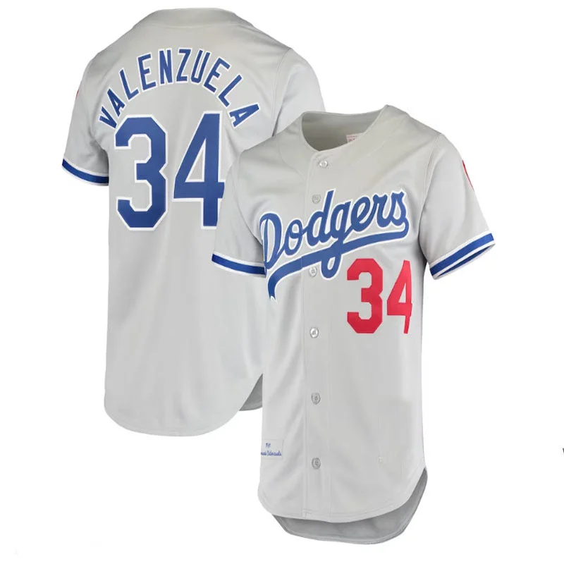 Los Angeles Dodgers #34 Fernando Valenzuela Mitchell & Ness Road 1981 Cooperstown Collection Authentic Jersey - Gray Baseball Jerseys-NBA Chinese New Year Jerseys -