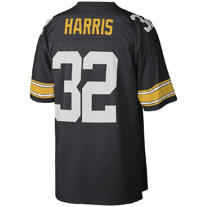 P.Steelers #32 Franco Harris Mitchell & Ness Black Legacy Replica Jersey Stitched American Football Jerseys-NFL Short Sleeve Football Jerseys -