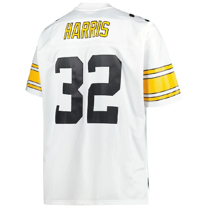 P.Steelers #32 Franco Harris Mitchell & Ness White Big & Tall 1976 Retired Player Replica Jersey Stitched American Football Jerseys-NFL Pro-Level Jerseys -