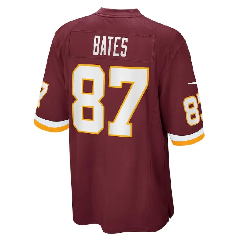 W.Football Team #87 John Bates Burgundy Game Jersey Stitched American Football Jerseys-NFL Short Sleeve Football Jerseys -