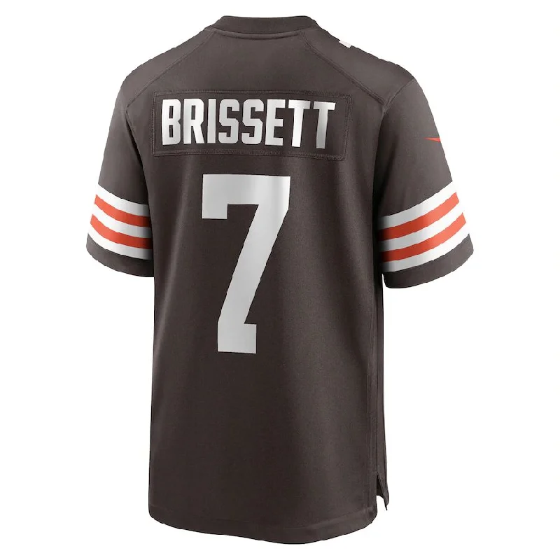 C.Browns #7 Jacoby Brissett Brown Game Jersey Stitched American Football Jerseys-NFL Preseason Jerseys -