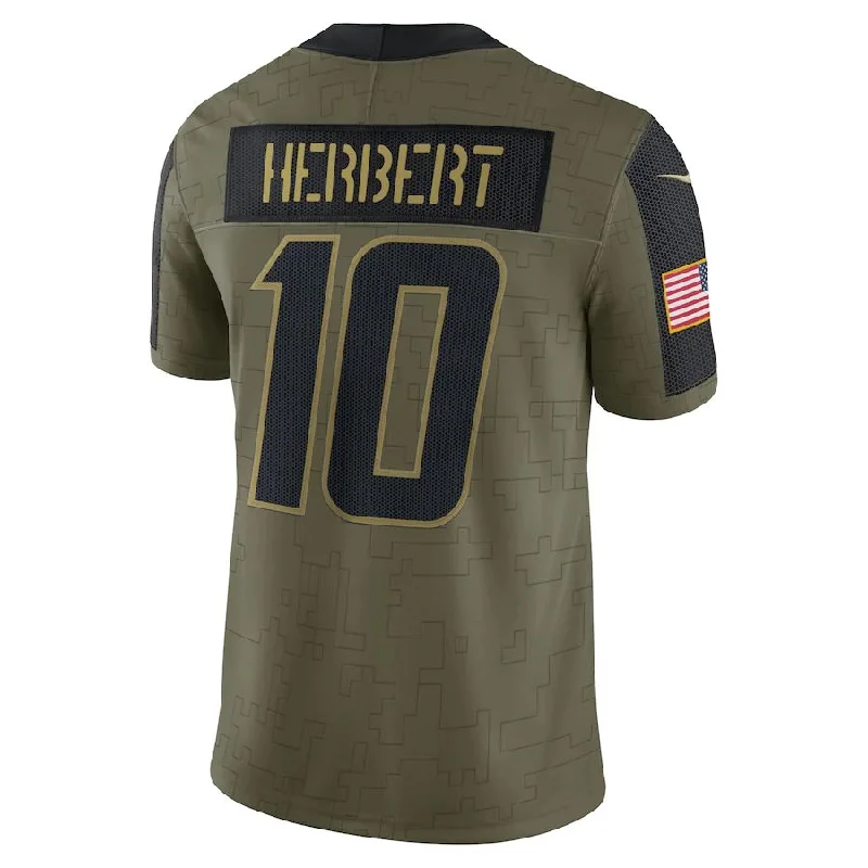 LA.Chargers #10 Justin Herbert Olive 2021 Salute To Service Limited Player Jersey Stitched American Football Jerseys-NFL Youth Football Jerseys -