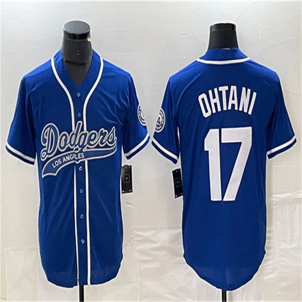 Los Angeles Dodgers #17 Shohei Ohtani Blue Home Authentic Patch Jersey Baseball Jerseys-NBA MVP Player Jerseys -