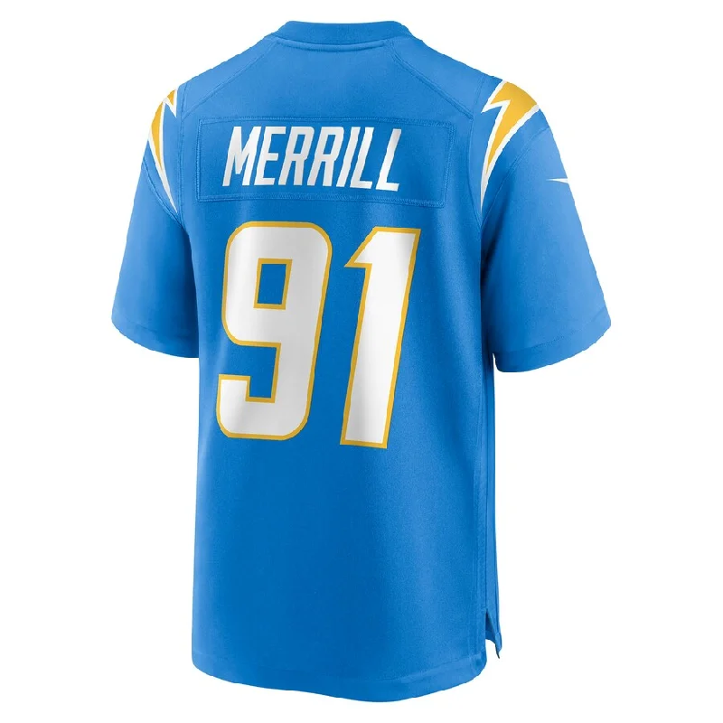 LA.Chargers #91 Forrest Merrill Powder Blue Player Game Jersey Stitched American Football Jerseys-NFL Super Bowl Jerseys -