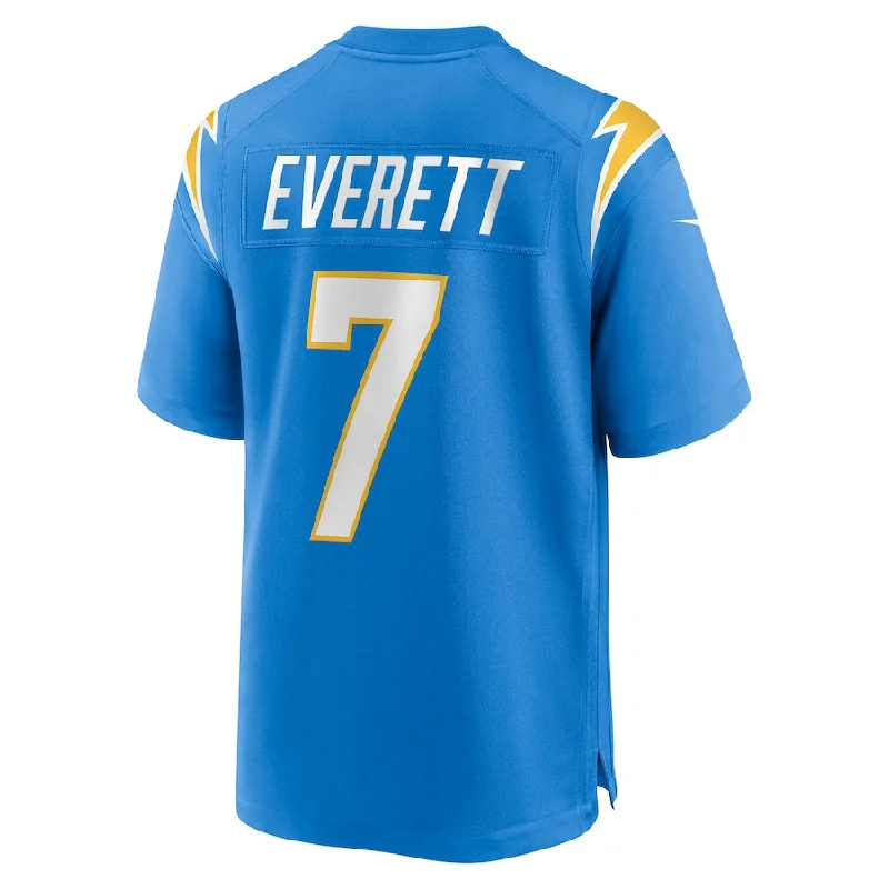 LA.Chargers #7 Gerald Everett Powder Blue Player Game Jersey Stitched American Football Jerseys-NFL Customizable Football Jerseys -