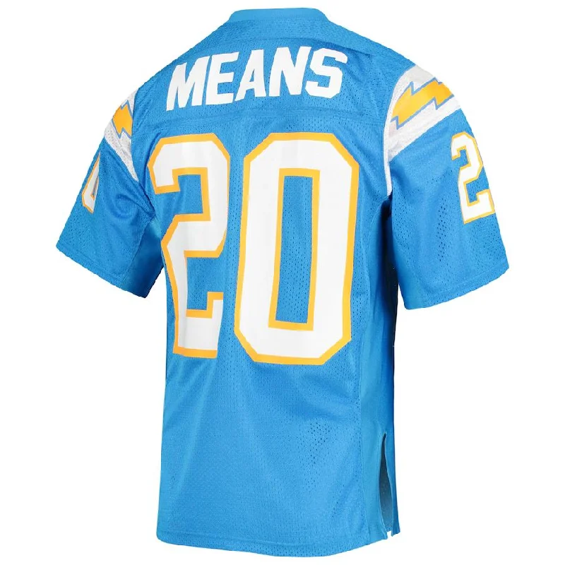 LA.Chargers #20 Natrone Means Mitchell & Ness Powder Blue Authentic Retired Player Jersey Stitched American Football Jerseys-NFL Men’s Authentic Jerseys -