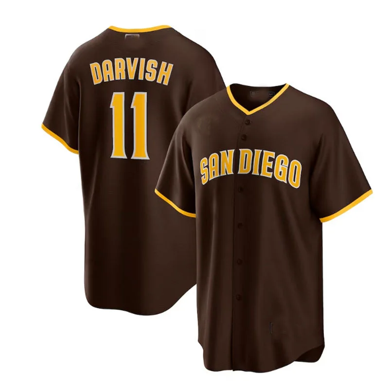 San Diego Padres #11 Yu Darvish Alternate Replica Player Jersey - Brown Baseball Jerseys-NBA Personalized Jerseys -