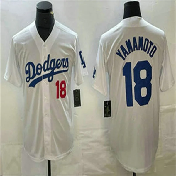 Los Angeles Dodgers #18 Yoshinobu Yamamoto White Home Authentic Patch Jersey Baseball Jerseys-NBA Collector’s Basketball Jerseys -