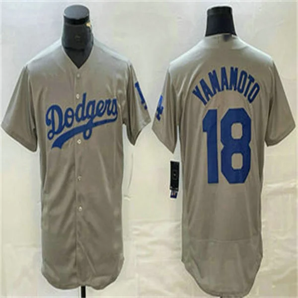 Los Angeles Dodgers #18 Yoshinobu Yamamoto Grey Home Authentic Patch Jersey Baseball Jerseys-NBA 75th Anniversary Jerseys -