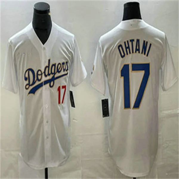 Los Angeles Dodgers #17 Shohei Ohtani White Home Authentic Patch Jersey Baseball Jerseys-NBA Customizable Jerseys -