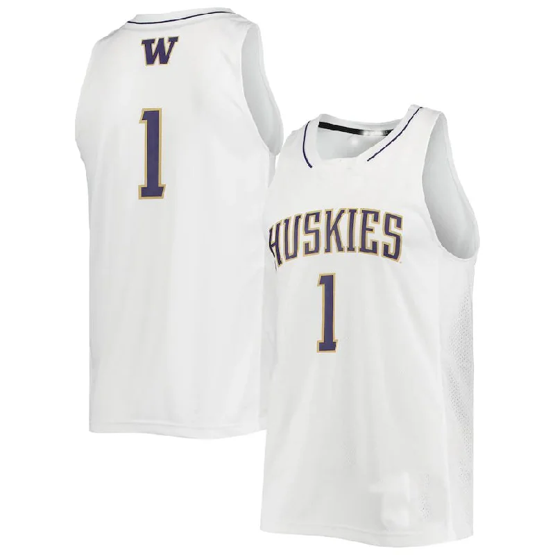 #1 W.Huskies Swingman Basketball Jersey White Stitched American College Jerseys-NBA Retro Basketball Jerseys -