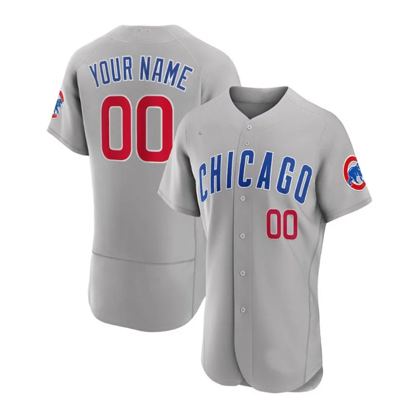 Custom Chicago Cubs Road Authentic Jersey - Gray Baseball Jerseys-NBA Road Jerseys -