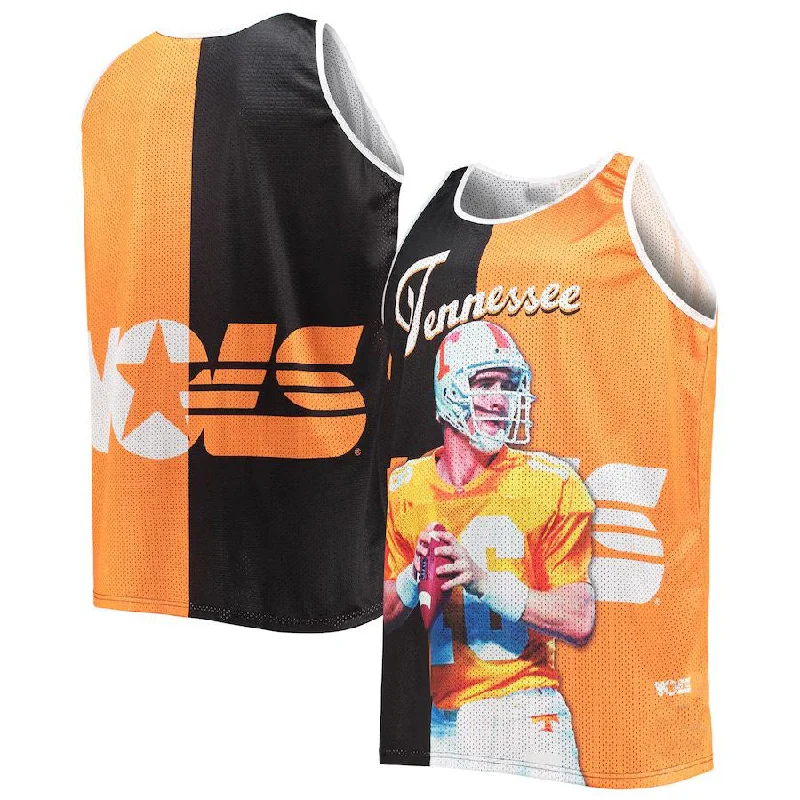 T.Volunteers #16 Peyton Manning Mitchell & Ness Sublimated Player Big & Tall Tank Top - Black Tennessee Orange Stitched American College Jerseys-NBA Big & Tall Jerseys -