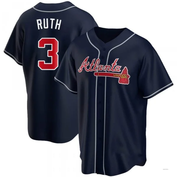 Atlanta Braves #3 Babe Ruth Navy Alternate Jersey Stitches Baseball Jerseys-NBA Pro-Level Basketball Jerseys -