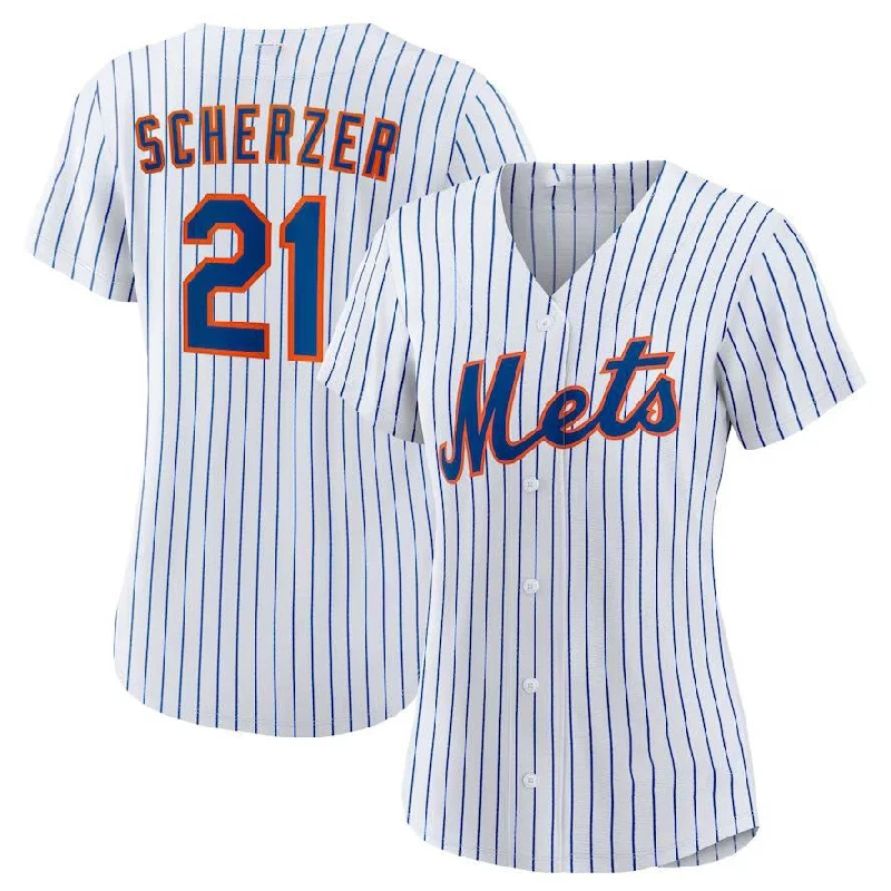 New York Mets #21 Max Scherzer White Home Replica Player Jersey Baseball Jerseys-NBA Playoff Edition Jerseys -