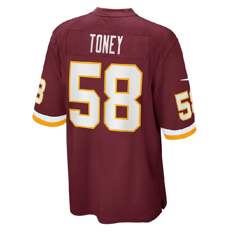 W.Football Team #58 Shaka Toney Burgundy Game Jersey Stitched American Football Jerseys-NFL Anniversary Edition Jerseys -