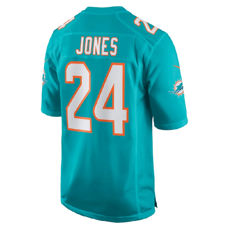 M.Dolphins #24 Byron Jones Aqua Game Jersey Stitched American Football Jerseys-NFL Official Licensed Jerseys -