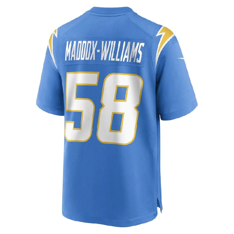 LA.Chargers #58 Tyreek Maddox-Williams Powder Blue Game Player Jersey Stitched American Football Jerseys-NFL Youth Replica Jerseys -