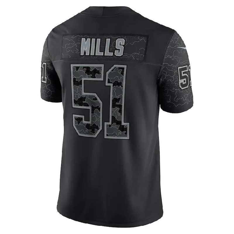 C.Panthers #51 Sam Mills Black Retired Player RFLCTV Limited Jersey Stitched American Football Jerseys-NFL Big & Tall Football Jerseys -