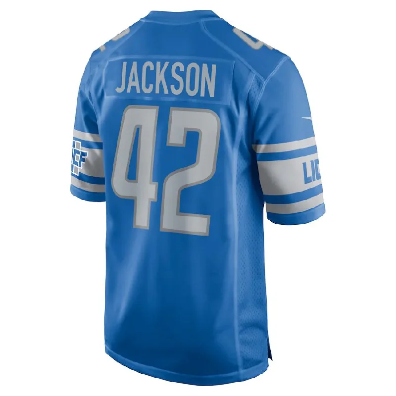 D.Lions #42 Justin Jackson Blue Player Game Jersey Stitched American Football Jerseys-NFL Home & Away Jerseys -