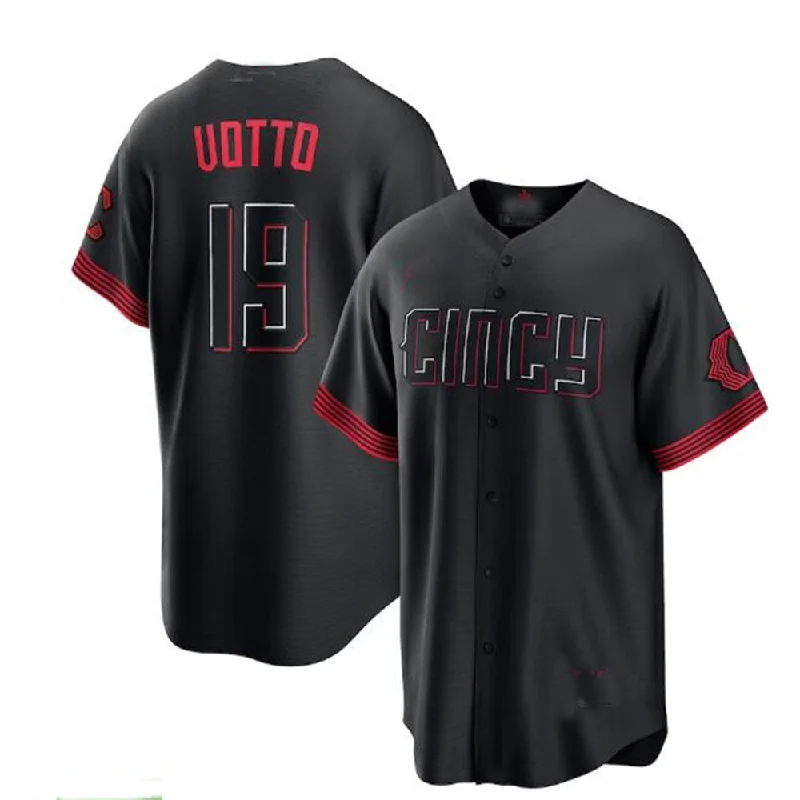 Cincinnati Reds #19 Joey Votto 2023 City Connect Replica Player Jersey - Black Baseball Jerseys-NBA Road Jerseys -