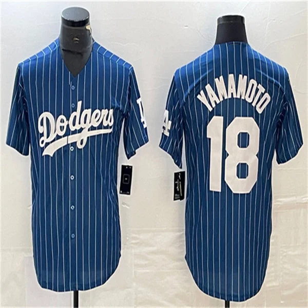 Los Angeles Dodgers #18 Yoshinobu Yamamoto Navy Home Authentic Patch Jersey Baseball Jerseys-NBA Throwback Jerseys -