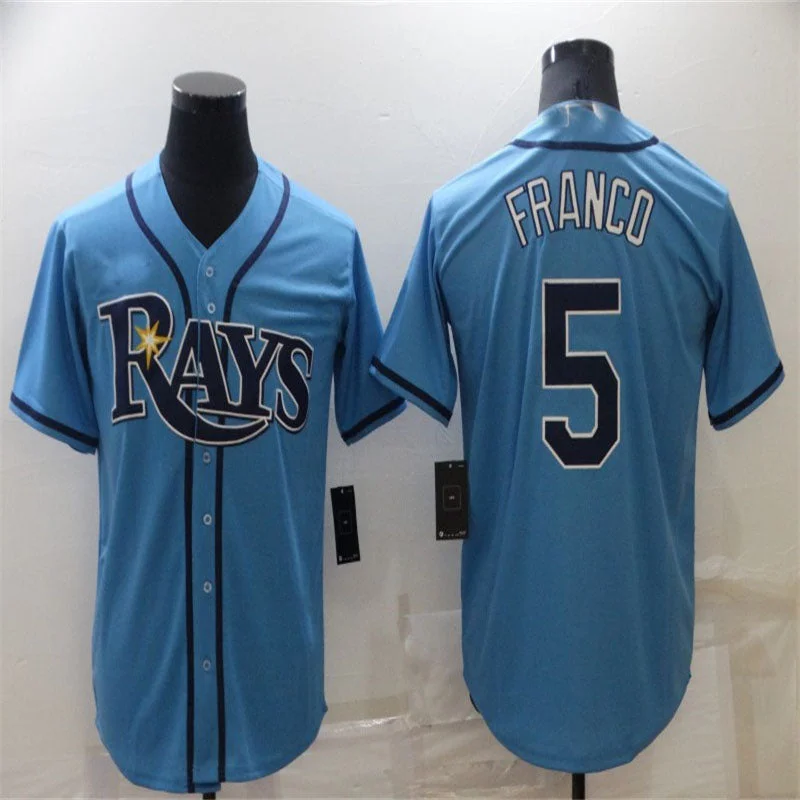 Tampa Bay Rays #5 Wander Franco Light Blue Stitched Cool Base Jersey Baseball Jerseys-NBA Player Name & Number Jerseys -