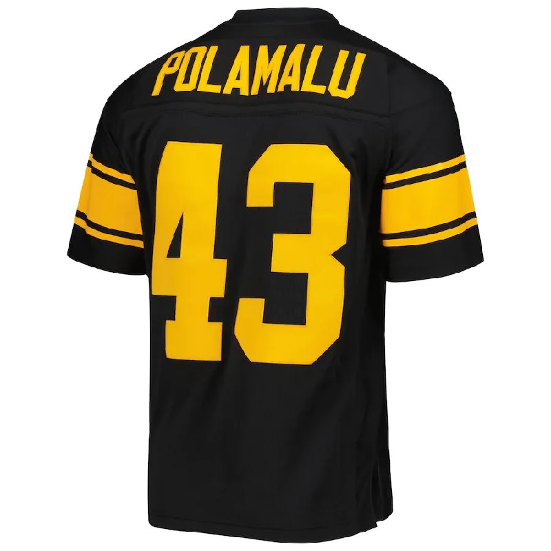 P.Steelers #43 Troy Polamalu Mitchell & Ness Black Alternate 2008 Legacy Replica Jersey Stitched American Football Jerseys-NFL Military Salute Jerseys -