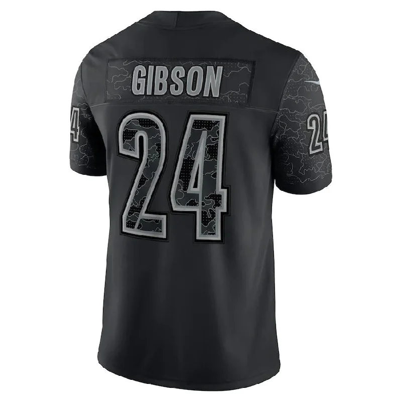 W.Commanders #24 Antonio Gibson Black RFLCTV Limited Jersey Stitched American Football Jerseys-NFL Classic Football Jerseys -