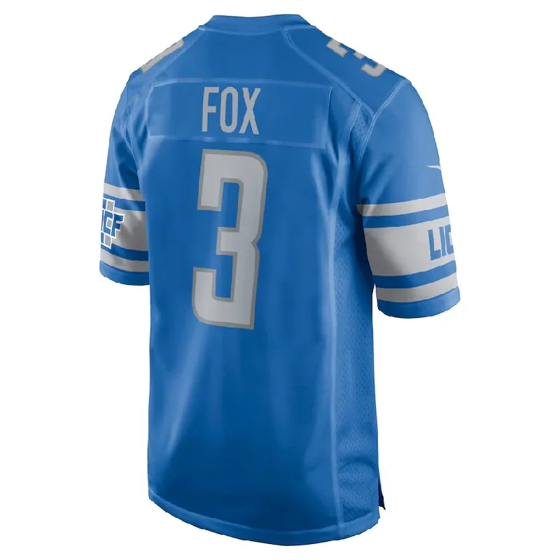 D.Lions #3 Jack Fox Blue Game Jersey Stitched American Football Jerseys-NFL Official Licensed Jerseys -