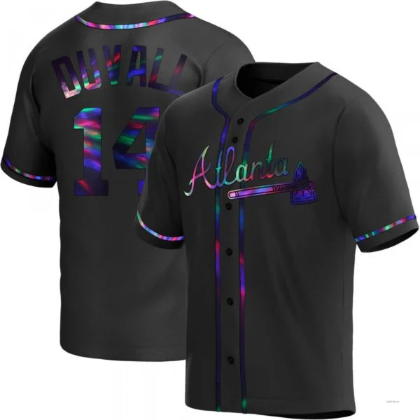 Atlanta Braves #14 Adam Duvall Black Holographic Alternate Jersey Stitches Baseball Jerseys-NBA All-Star Game Jerseys -