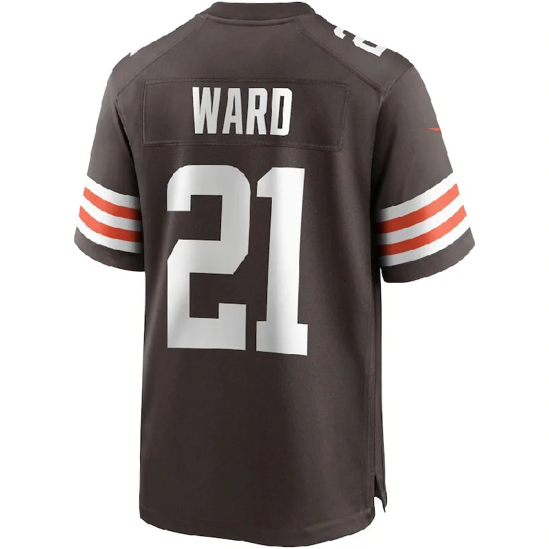 C.Browns #21 Denzel Ward Brown Game Player Jersey Stitched American Football Jerseys-NFL Military Salute Jerseys -