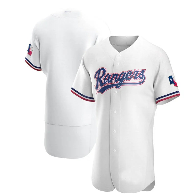 Texas Rangers White Home Authentic Team Logo Jersey Baseball Jerseys-NBA Short Sleeve Jerseys -