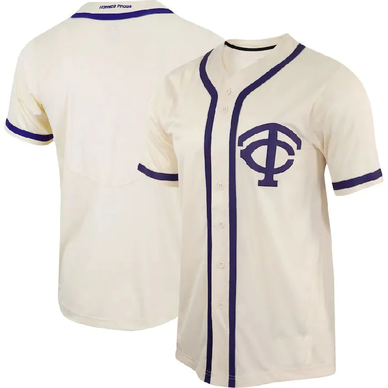 T.Horned Frogs Replica Baseball Jersey  Natural Stitched American College Jerseys-NBA Adidas Basketball Jerseys -