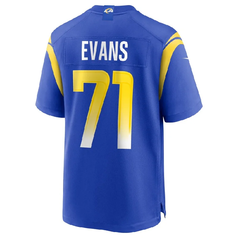 LA.Rams #71 Bobby Evans Royal Game Jersey Stitched American Football Jerseys-NFL All-Star Game Jerseys -