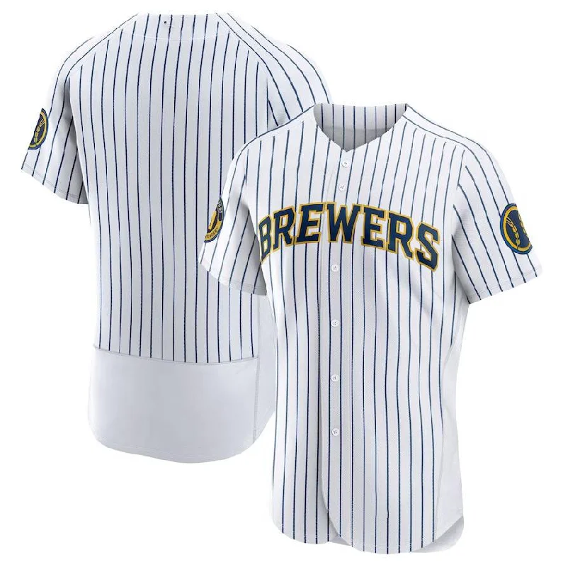 Milwaukee Brewers White Alternate Authentic Team Jersey Baseball Jersey-NBA Classic Team Jerseys -