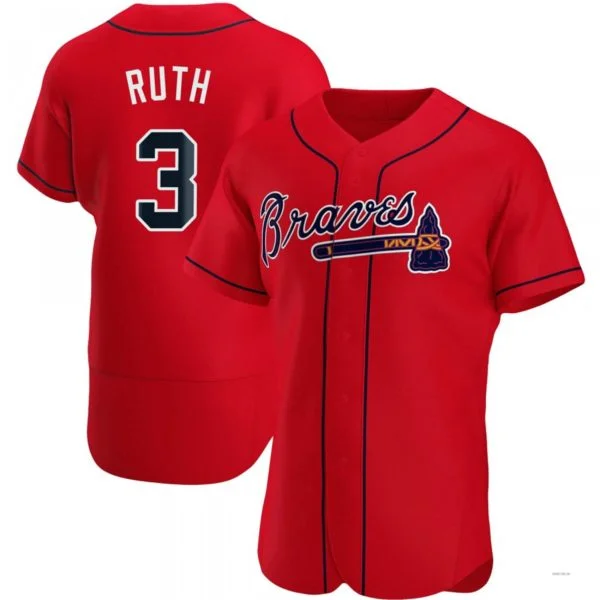 Atlanta Braves #3 Babe Ruth Navy Red Alternate Jersey Stitches Baseball Jerseys-NBA Nike Jerseys -