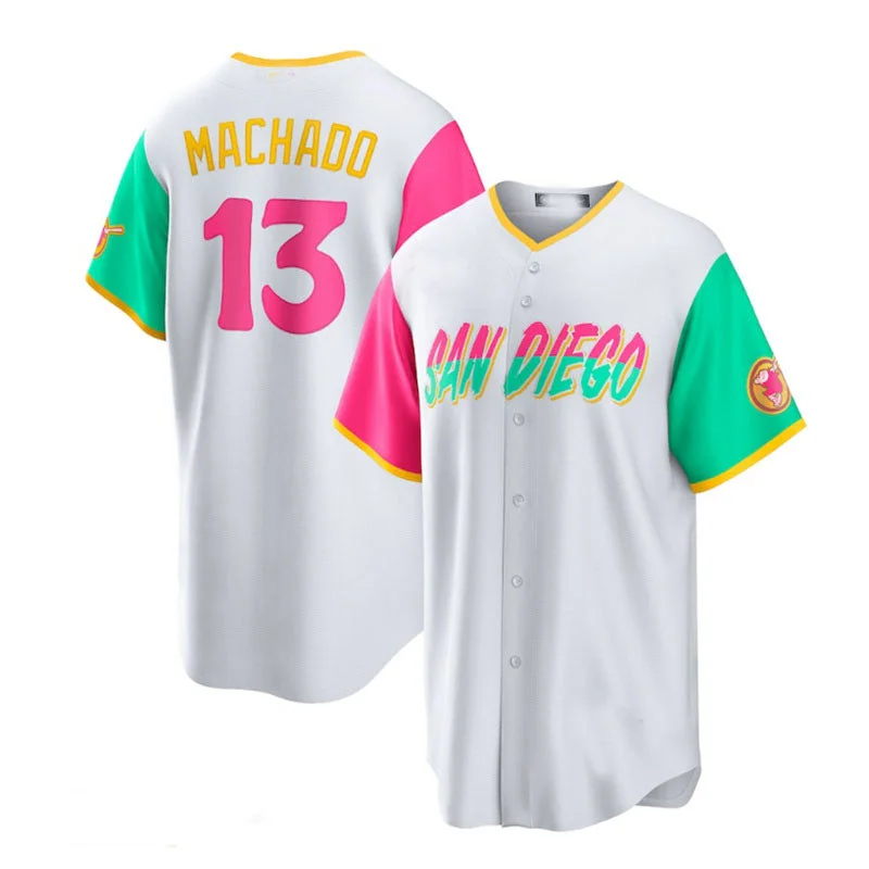 San Diego Padres #13 Manny Machado 2022 City Connect Replica Player Jersey - White Baseball Jerseys-NBA Fan Favorite Jerseys -