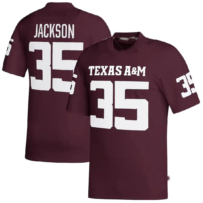 T.A&M Aggies #35 McKinnley Jackson NIL Replica Football Jersey Maroon Stitched American College Jerseys-NBA Official Game Jerseys -