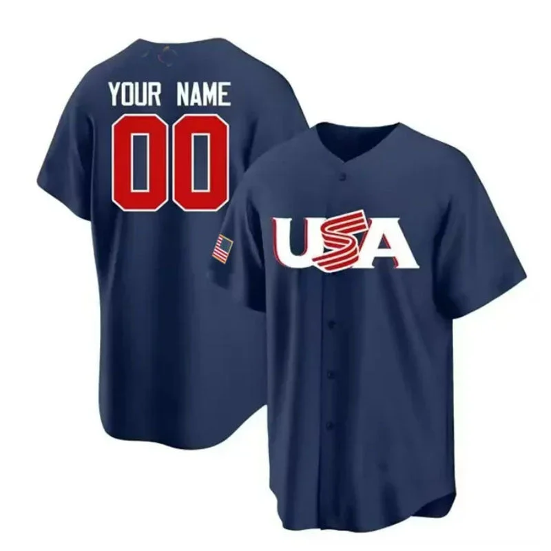 Custom USA 2023 World Baseball Classic Replica Jersey ¨C Navy Blue Stitches Baseball Jerseys-NBA Game-Worn Jerseys -