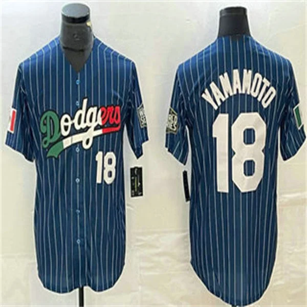 Los Angeles Dodgers #18 Yoshinobu Yamamoto Navy Home Authentic Patch Jersey Baseball Jerseys-NBA Chinese New Year Jerseys -