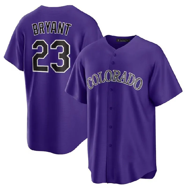 Colorado Rockies #23 Kris Bryant Purple Home Replica Player Name Jersey Baseball Jerseys-NBA Short Sleeve Jerseys -