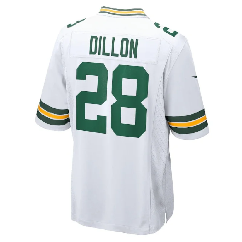 GB.Packers #28 AJ Dillon White Game Player Jersey Stitched American Football Jerseys-NFL Replica Team Jerseys -