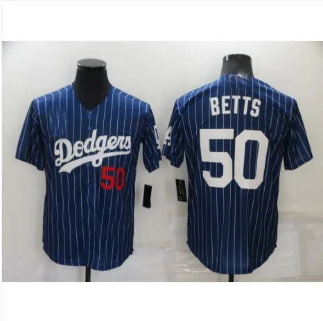 Los Angeles Dodgers #50 Mookie Betts Blue Pinstripe Stitched Cool Base Jersey Baseball Jerseys-NBA Statement Jerseys -