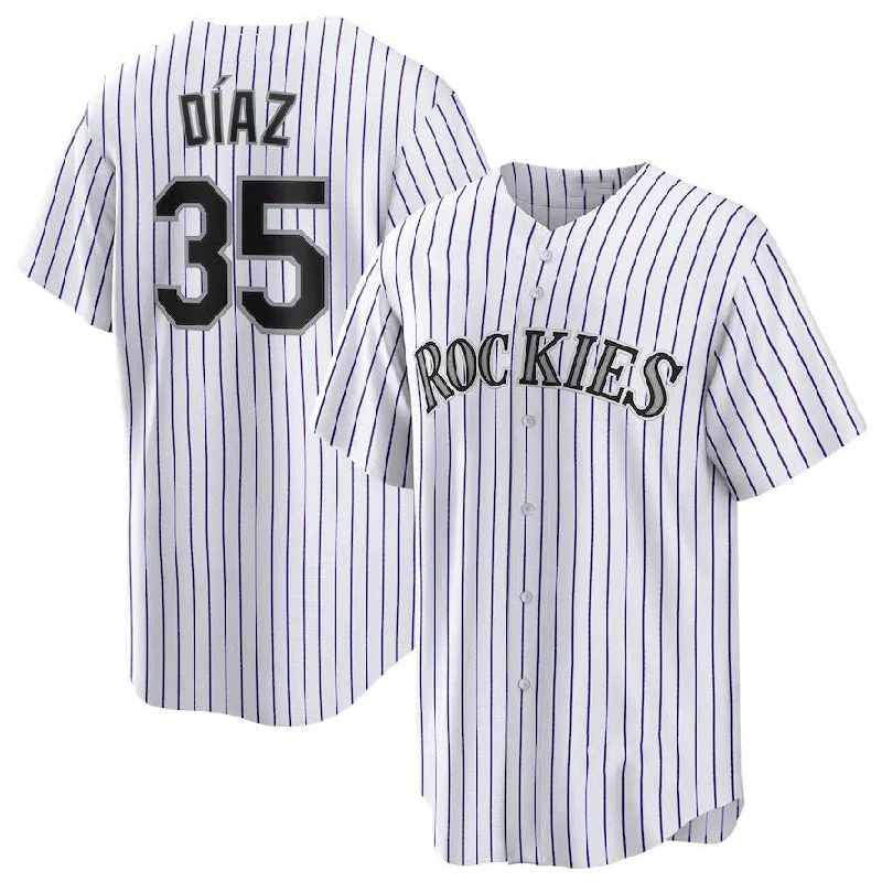 Colorado Rockies #35 Elias D¨ªaz White Home Replica Player Name Jersey Baseball Jerseys-NBA Lightweight Basketball Jerseys -