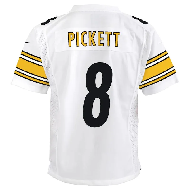 P.Steelers #8 Kenny Pickett White Team Game Jersey Stitched American Football Jerseys-NFL Big & Tall Football Jerseys -